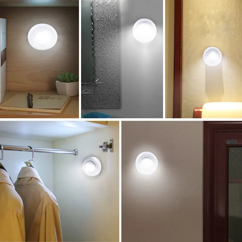 Veilleuse ronde à LED COB, sans fil, tactile, lumières d'armoire, batterie 62, lampe de garde-robe p