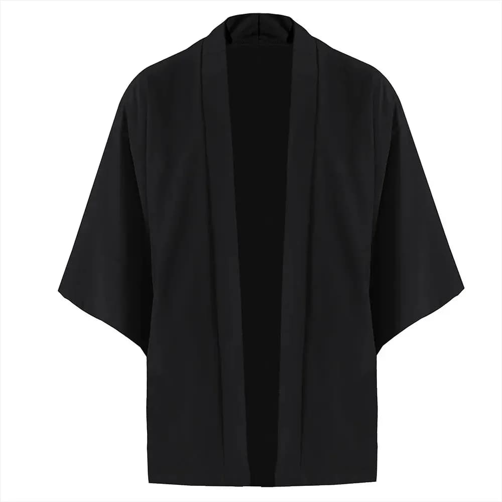 Chemise Kimono Japonais Décontractée pour Homme, Point Ouvert, observateur, Cardigan Noir à Manches 