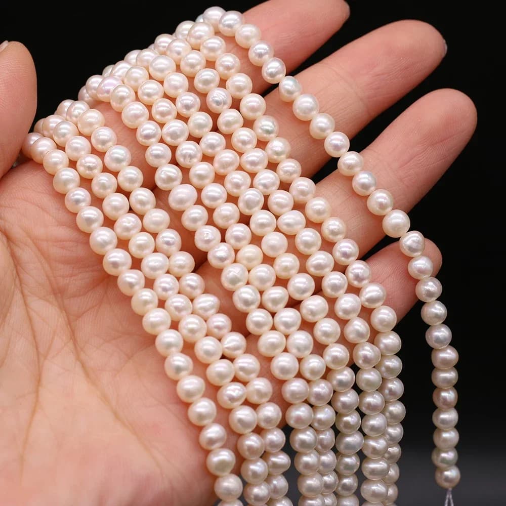 Perles d'Eau Douce Naturelles Blanches Rondes AAA + de 4 à 5mm, Accessoires d'Espacement pour Bijoux