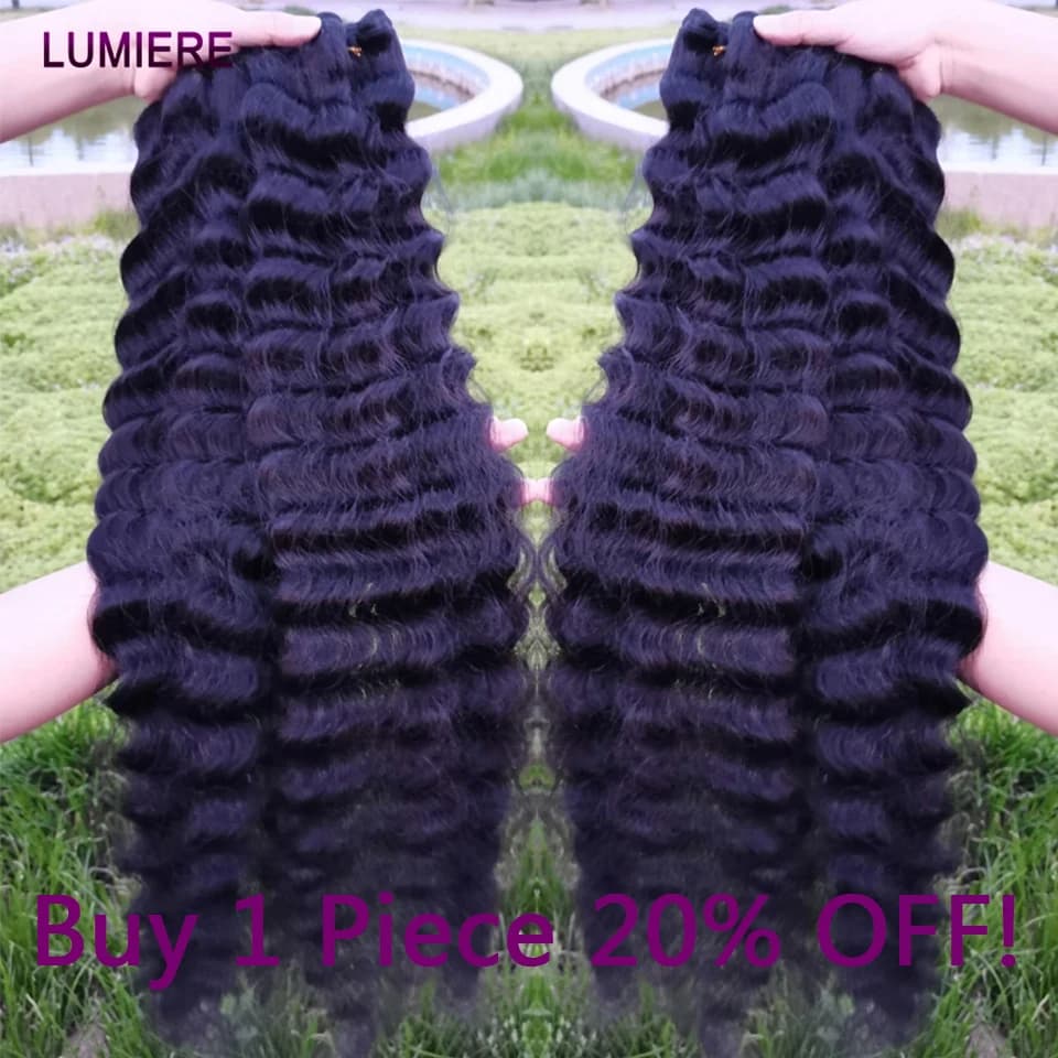 Lumiere-Mèches Péruviennes Naturelles Remy 3/4 Noires, Cheveux Ondulés, Double Trame, 10 à 30 Pouces
