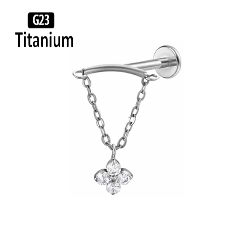 G23 titane caché chaîne incurvée Marquise CZ drapé filetage interne Cartilage Helix goujons boucles 