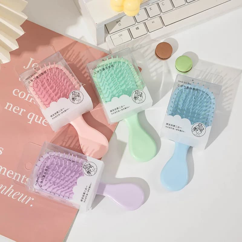 1 pièces mini portable massage mignon dessin animé coussin d'air anti vis brosse à cheveux peigne ou