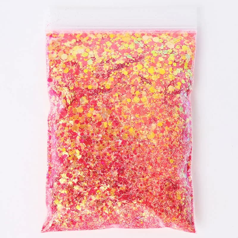 50 g/sac holographique mixte hexagone forme gros ongles paillettes paillettes scintillantes flocons 