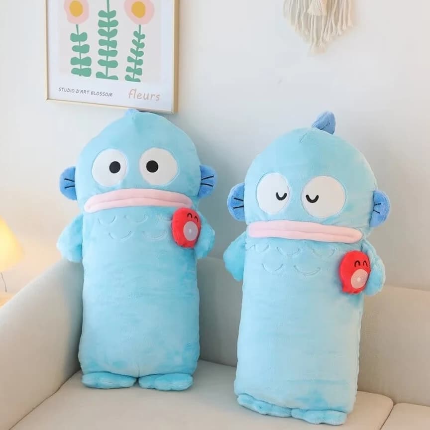 Coussin Long Hangyodon mignon de 60cm, oreiller en peluche de dessin animé, coussin de dos de canapé