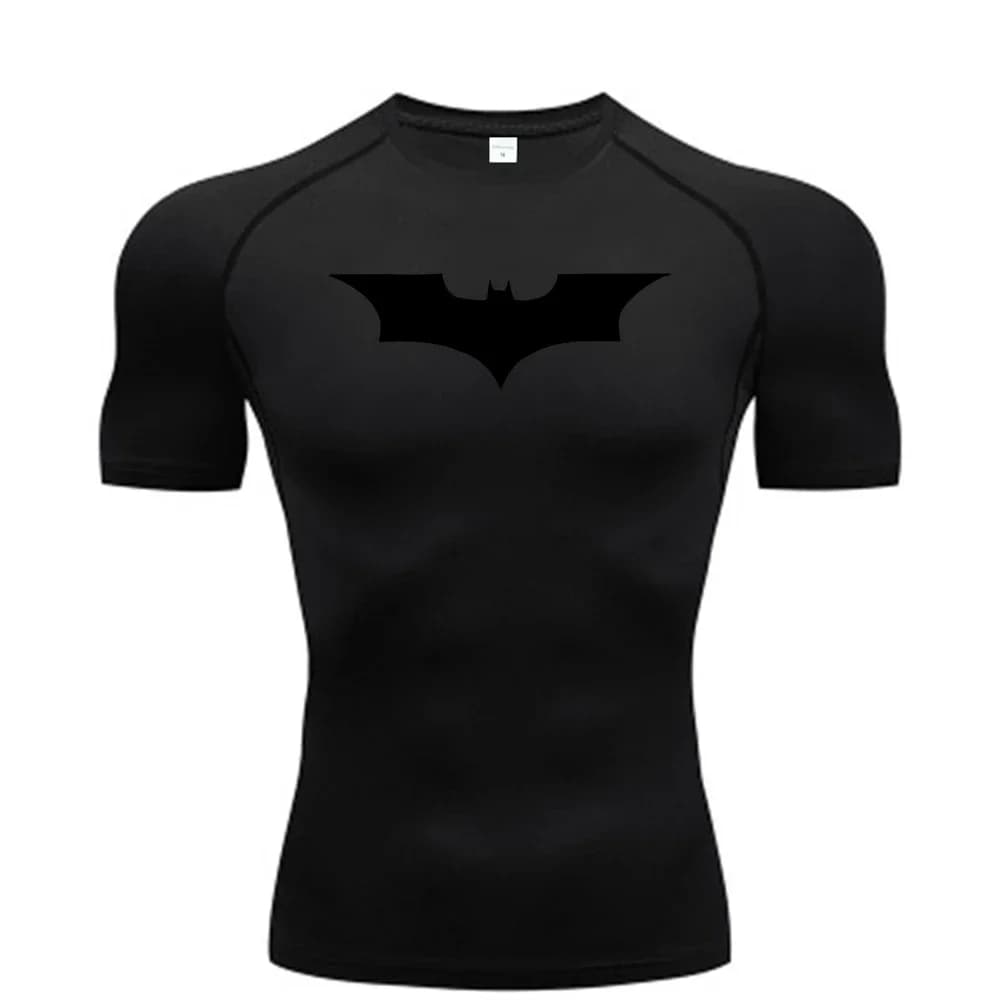 Chauve-souris imprimé hommes T-Shirt serré course Compression Compression T-Shirt salle de sport Fit