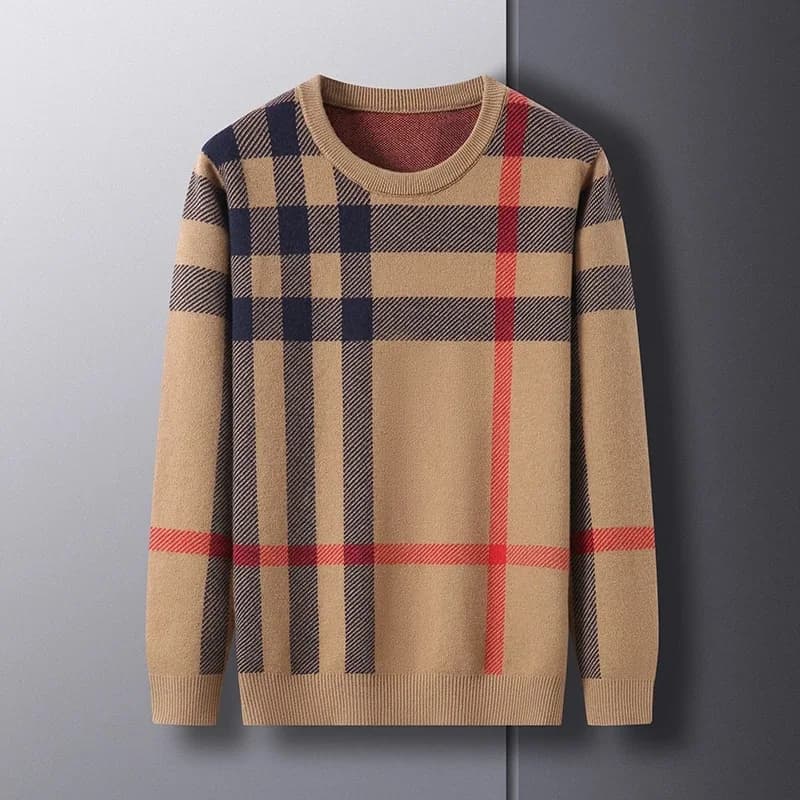 Pull de luxe haut de gamme pour hommes marque de styliste col rond rayé en laine mode européenne tri