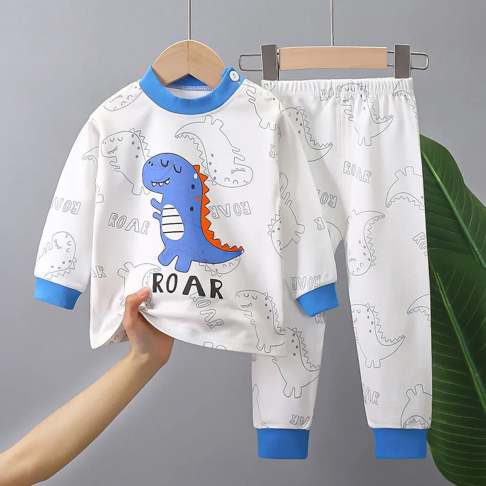 Ensemble pyjama en coton pour enfants, unisexe, doux, confortable, chaud, mignon, imprimé de dessin 