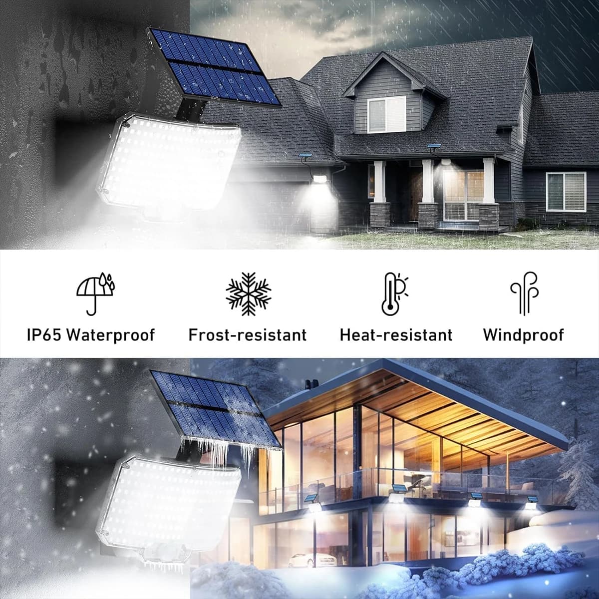 Lampes solaires d'extérieur avec détecteur de mouvement, projecteurs à distance, sécurité étanche IP