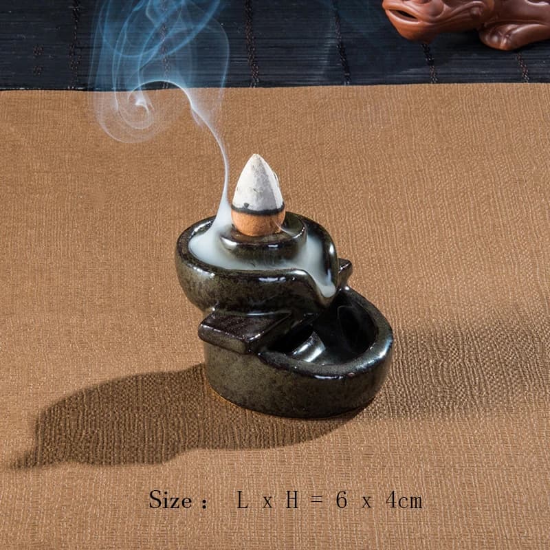 FY Fortune Comes-Brûleur d'encens à reflux en céramique, support de cascade d'encens, décoration pou