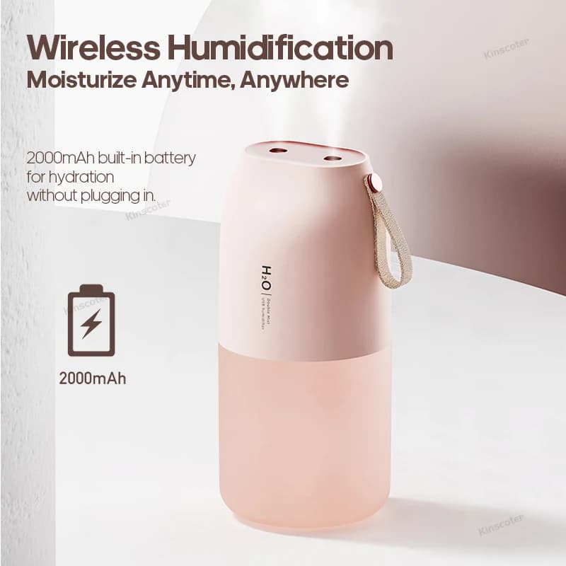 Humidificateur d'air Rechargeable sans fil 2000mAh, diffuseur de brume fraîche sans fil, humidificat