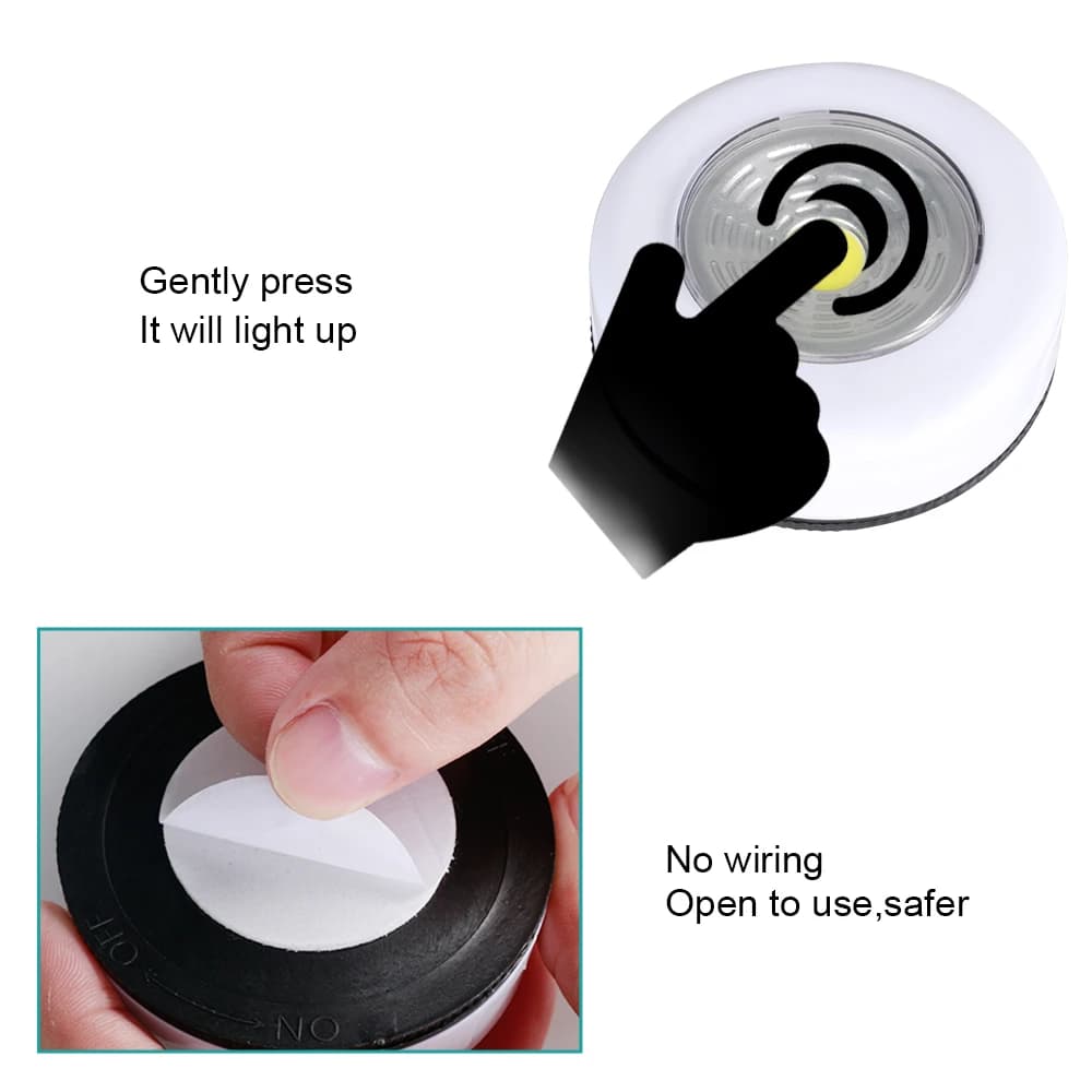 COB LED sous-meuble lumière avec autocollant adhésif sans fil veilleuse maison applique AAA alimenté