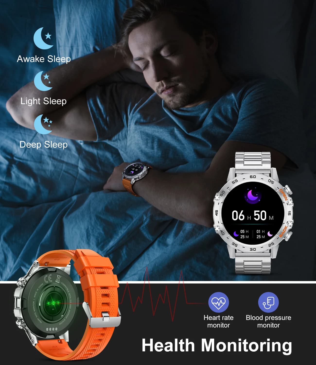 LIGE-Montre intelligente de sport de plein air pour homme, appel Bluetooth, fitness, fréquence cardi