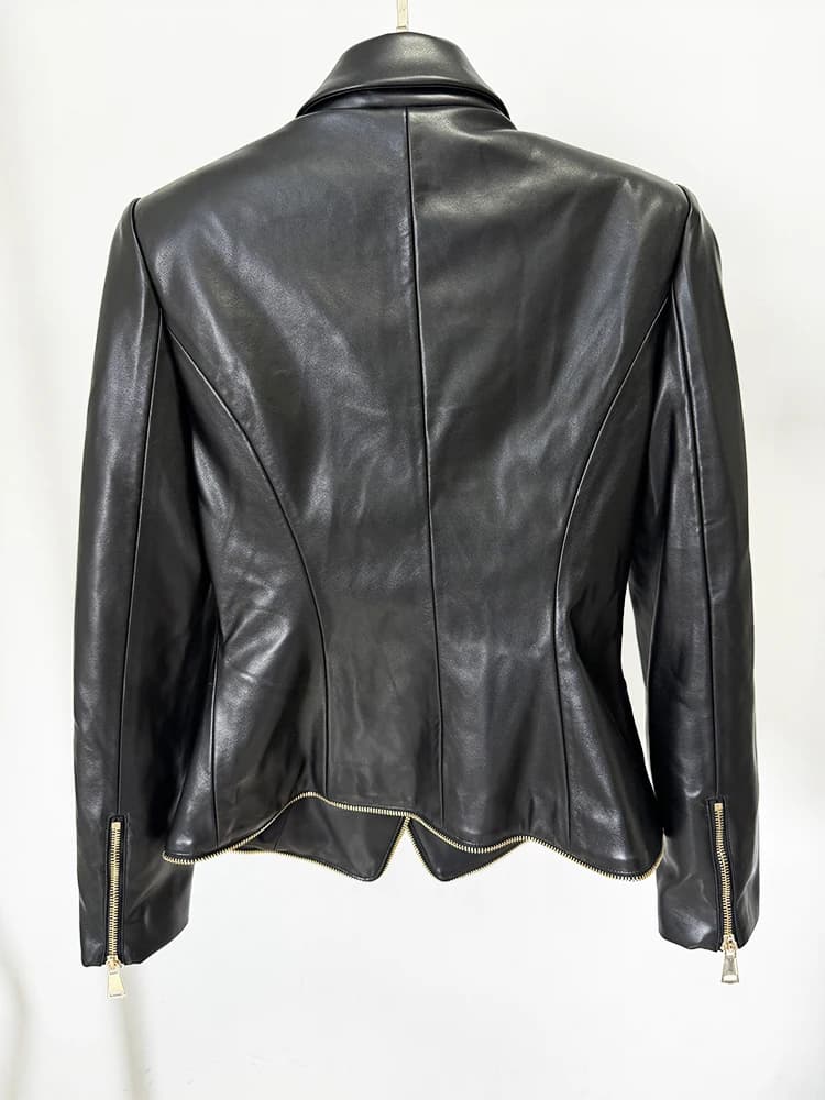 Veste de créateur tendance de haute qualité 2026, veste en cuir artificiel à fermeture éclair ajusté