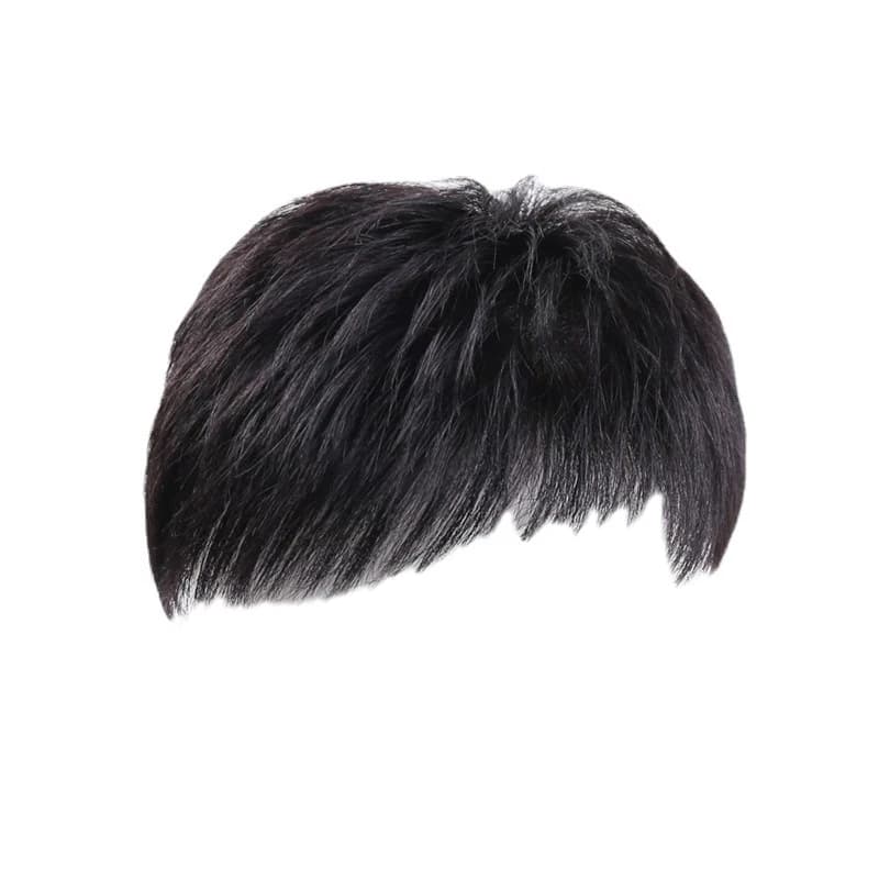 Faux postiche synthétique naturelle pour hommes, couverture de faux cheveux noirs, couverture effica