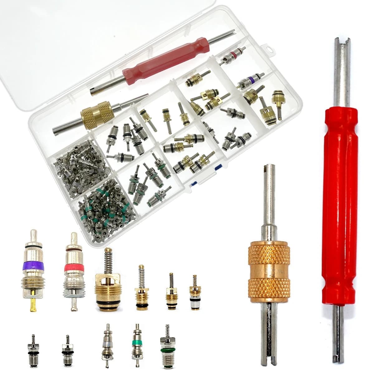 100 pcs/boîte R134A Voiture A/C Noyau Vannes Climatisation Automobile Assortiment Kit 1