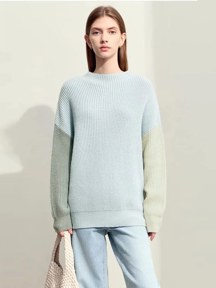 AMII minimalisme chandails femmes 2024 printemps vêtements de rue épissé haut tricoté manches tomban
