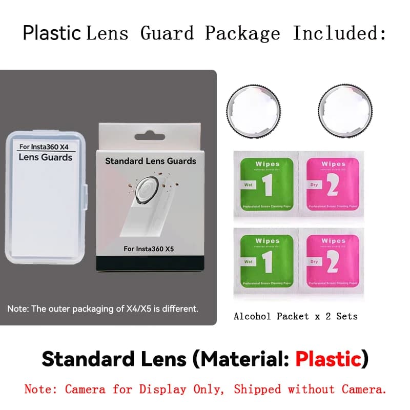Protections d'objectif Premium pour Insta 360 X5 X4, plastique/verre, couvercle de protection d'obje