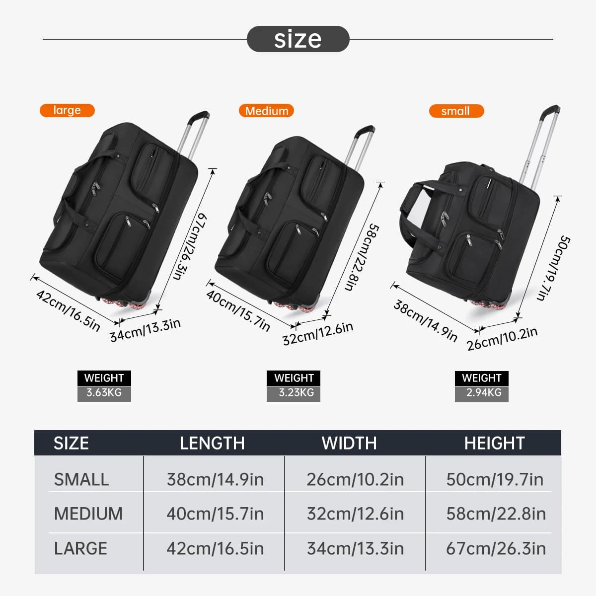Sac vérifié de la compagnie aérienne Sac de bagage mobile pliable à l'étranger avec chariot Bagage d