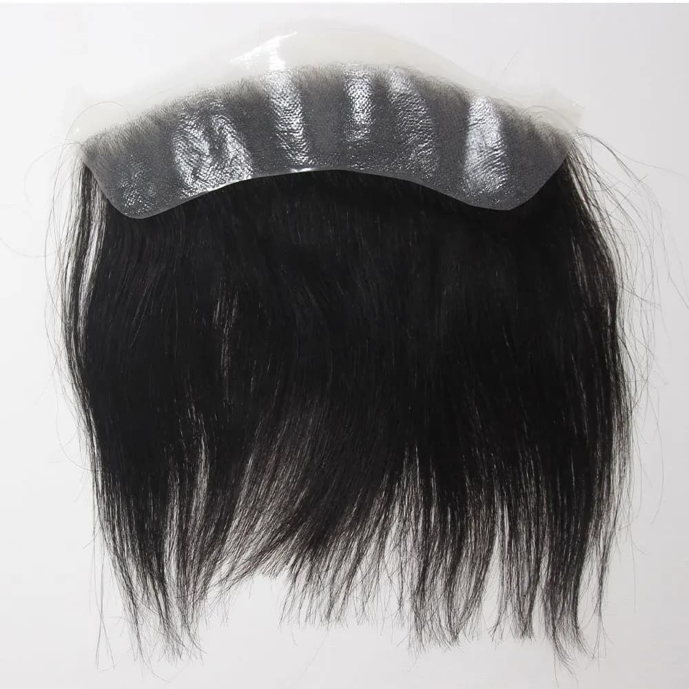 Prothèse capillaire pour hommes en PU à peau fine, système de remplacement capillaire frontal en V, 
