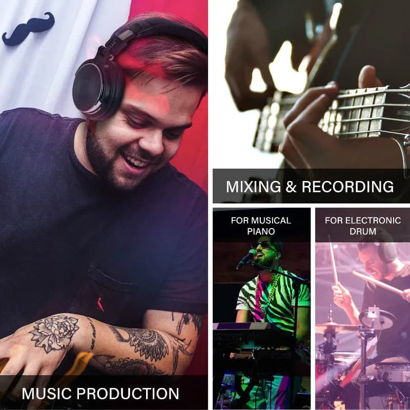 Oneodio ecouteurs avec fil Casque de studio hi-fi professionnel pour DJ avec micro, pour téléphone e
