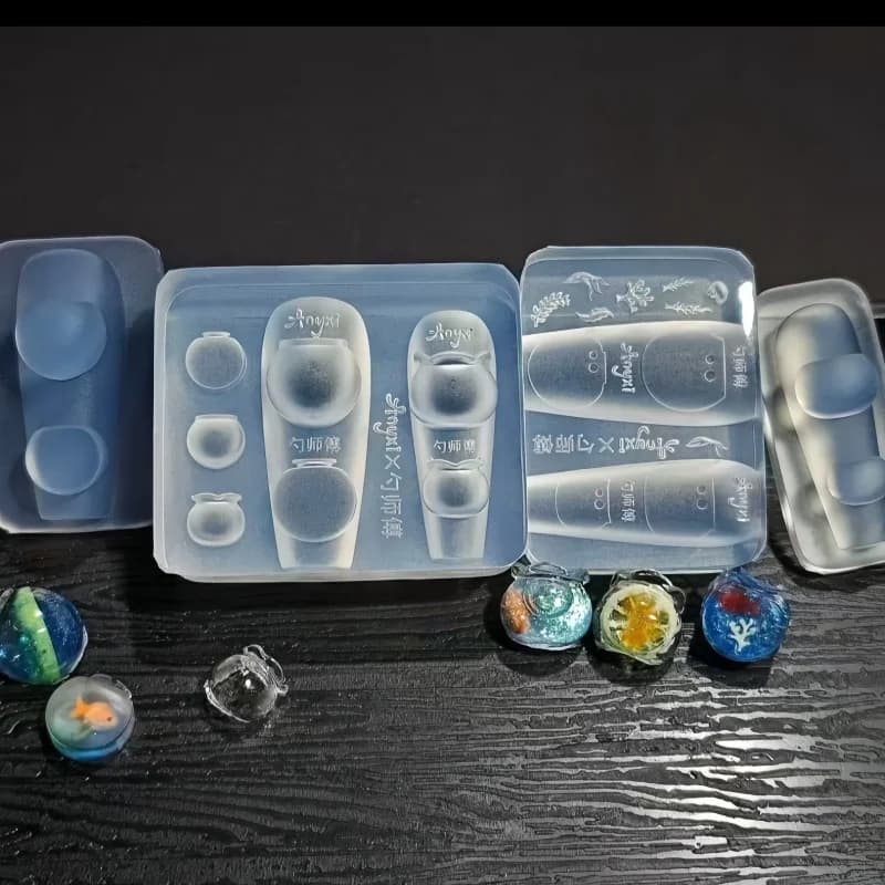Moule 3D Transparent pour Nail Art, boule de cristal, avec étoiles, cœurs, flocons de neige et nœud 