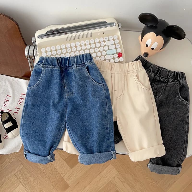 Printemps automne nouveau bébé pantalon décontracté Denim 9M-5T enfants garçons jean droit doux enfa