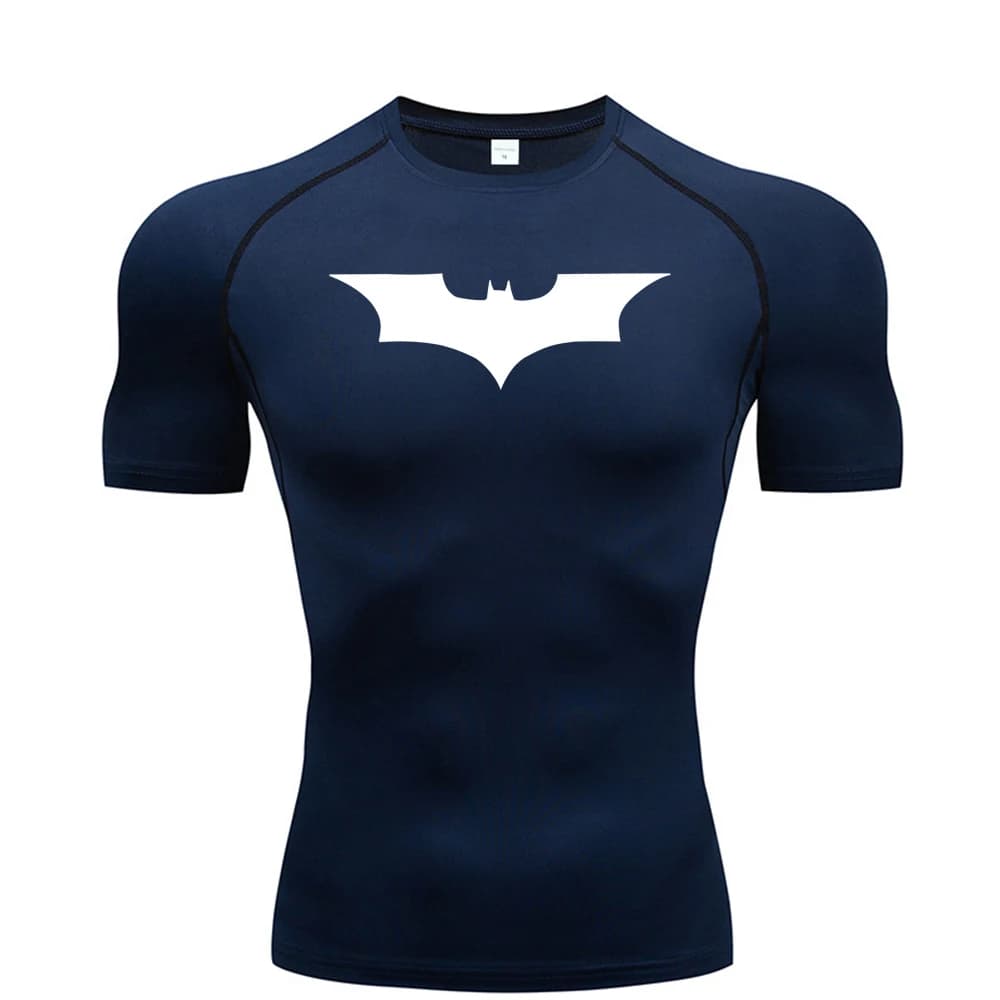 Chauve-souris imprimé hommes T-Shirt serré course Compression Compression T-Shirt salle de sport Fit