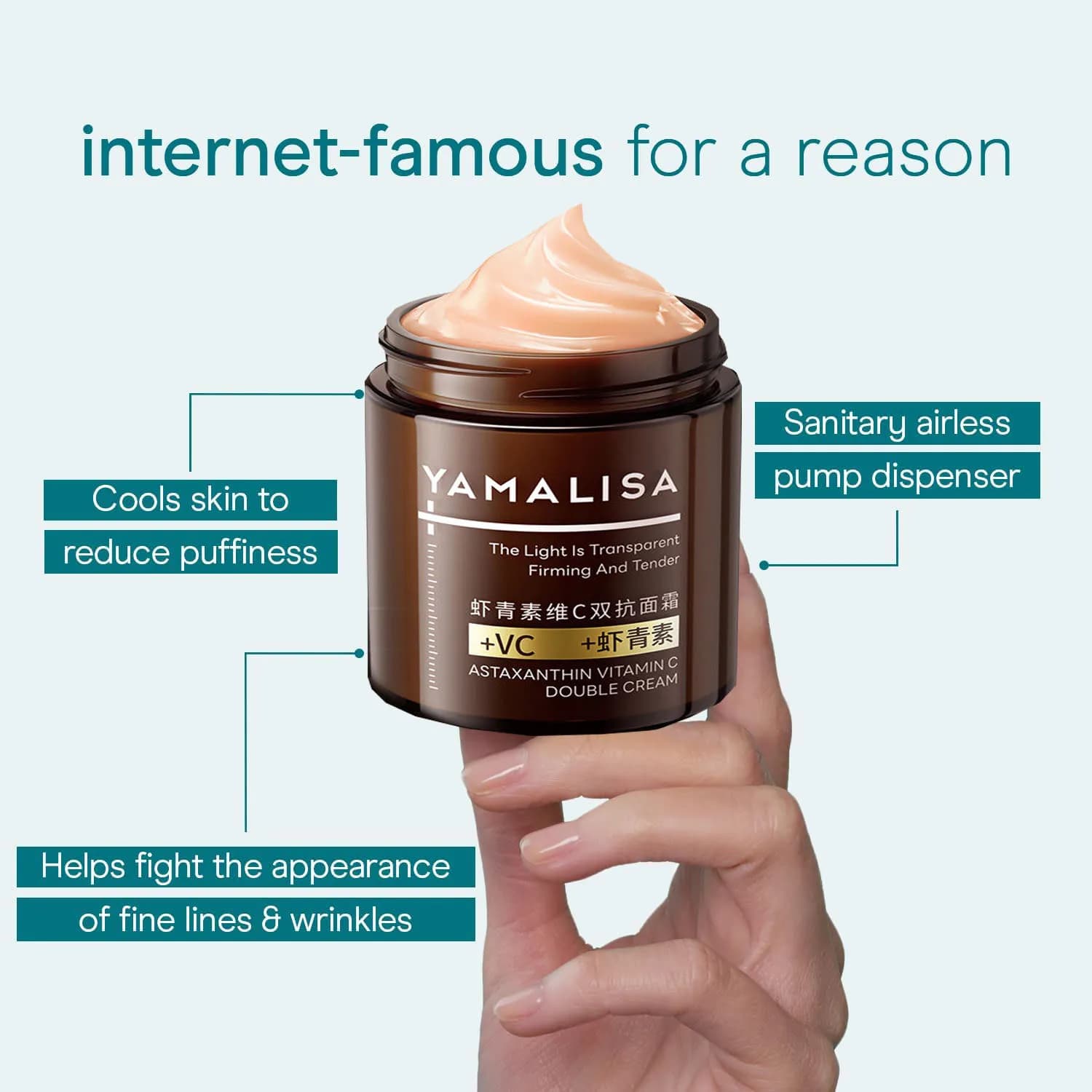 100g Astaxanthine Double Anti-rides vitamine C estompe les ridules rétinol crème pour le visage Lift