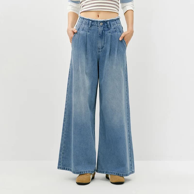 Semir – jean élégant pour femmes, ourlet brut, taille haute, jambes larges, longueur au sol, pantalo