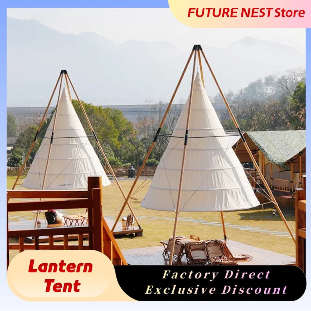 Offre spéciale Camping en plein air lanterne tente Glamping tipi Tenda pyramide conique lanterne ten