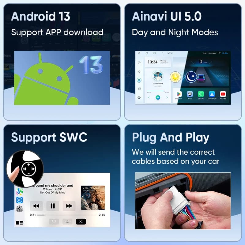 Ainavi autoradio pour Toyota RAV4 2012 2013 2015 2016 2017 2018 2019 XA40 Carplay Android Auto voitu