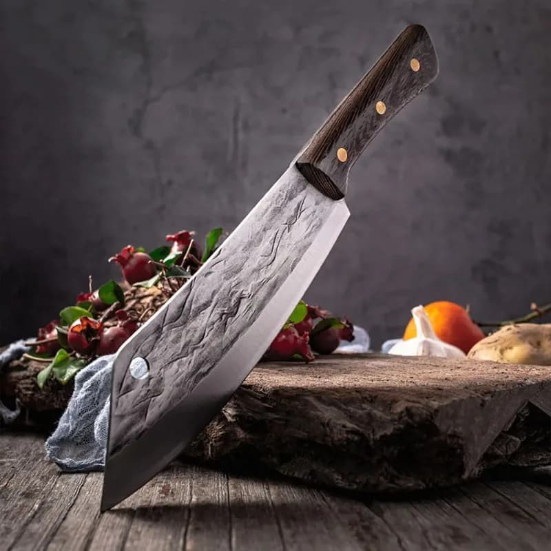 Couperet à viande forgé, couteau de boucher de cuisine, couteau de Chef à découper les os, manche en