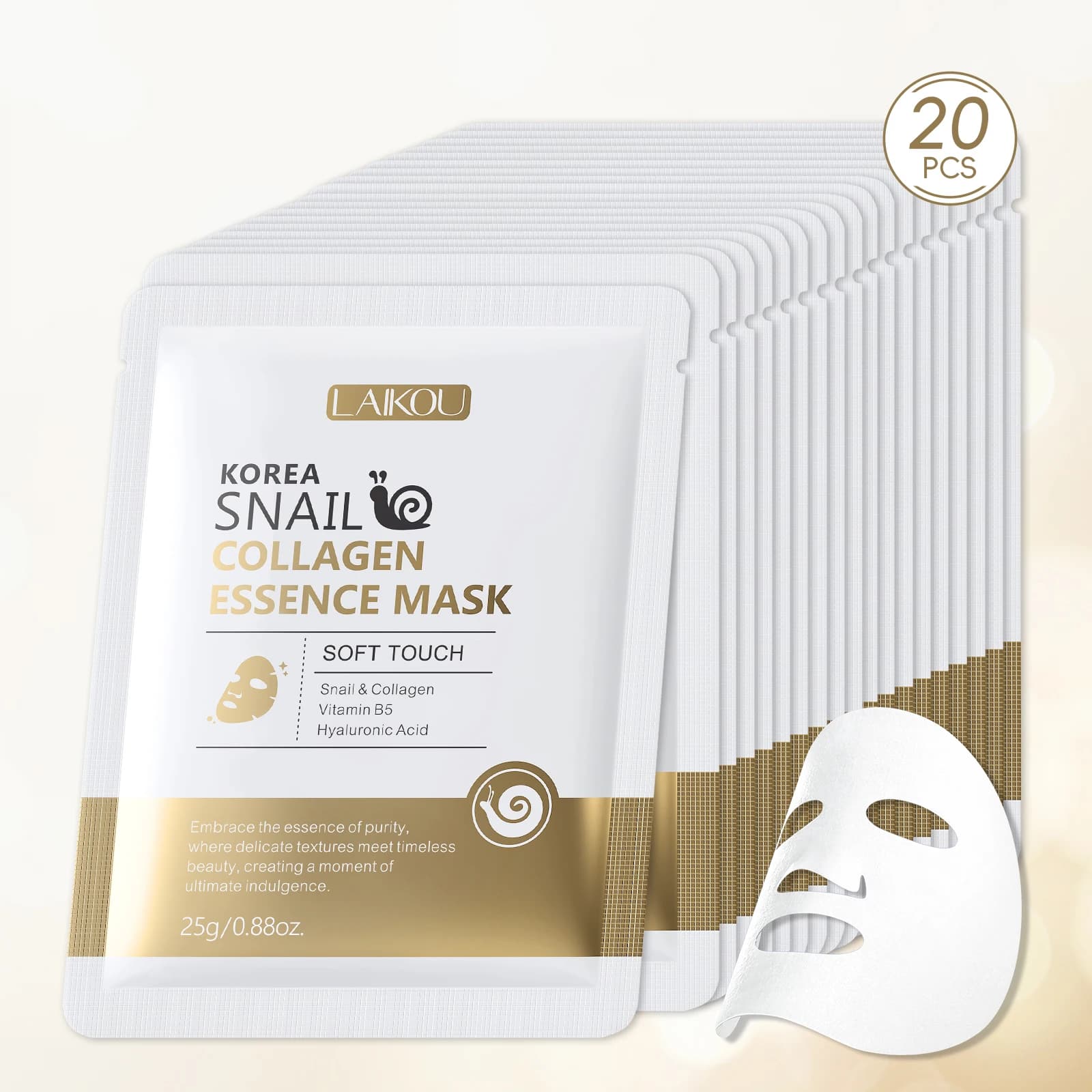 LAIKOU corée escargot collagène Essence masque feuille hydratante masque Anti-rides masque raffermis