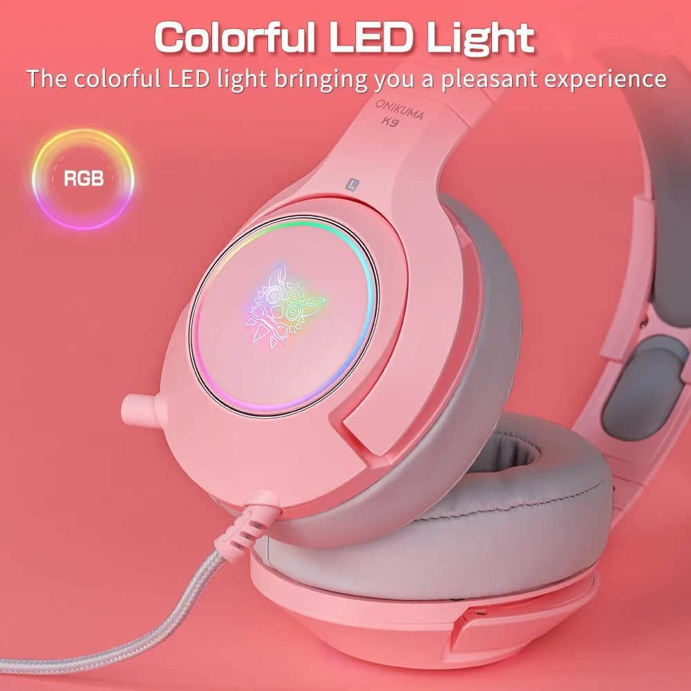 ONIKUMA K9 Filaire Casque avec RGB Lumière Flexible HD Mic 3.5mm Gaming Casque Ordinateur Écouteurs 