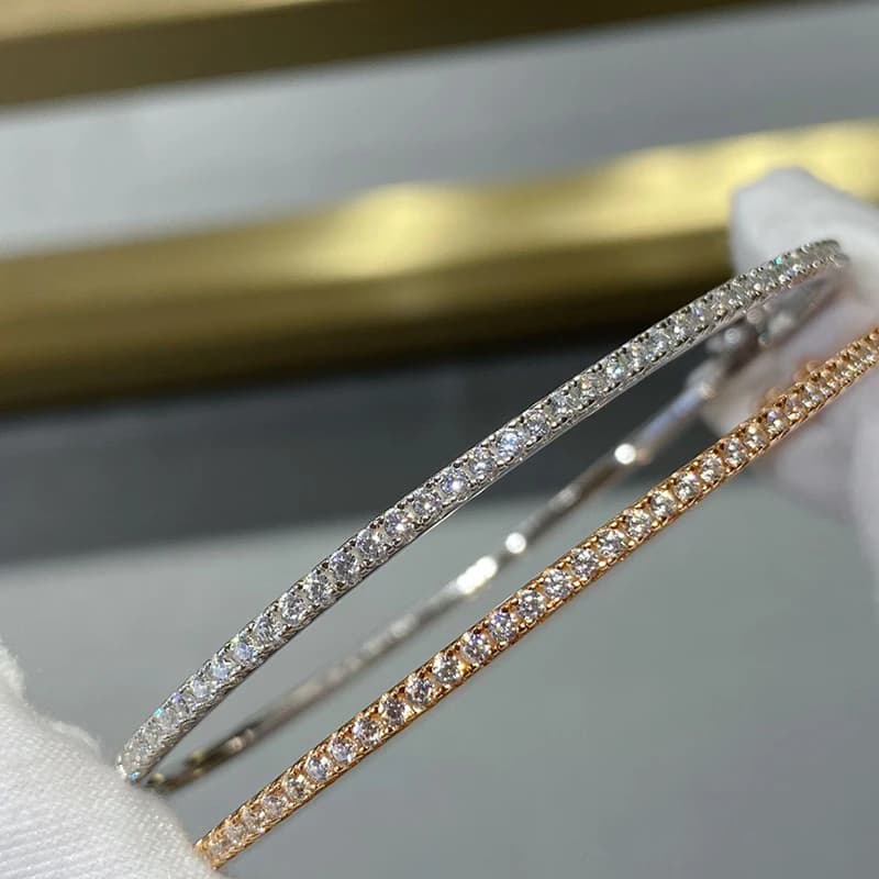 Bijoux en argent Sterling 925 pur pour femmes, marque de qualité, bracelet en or, diamant mobile, bi