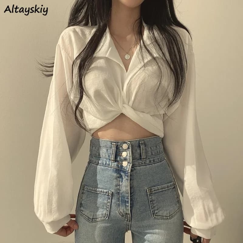 Chemises monochromes pour femmes, vêtements minces pour jeunes dames, vêtements de rue minces, monoc