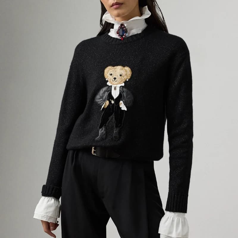 Teddy Bear vacances métallique cachemire tricot pull ample tricots pull à manches longues hauts mant