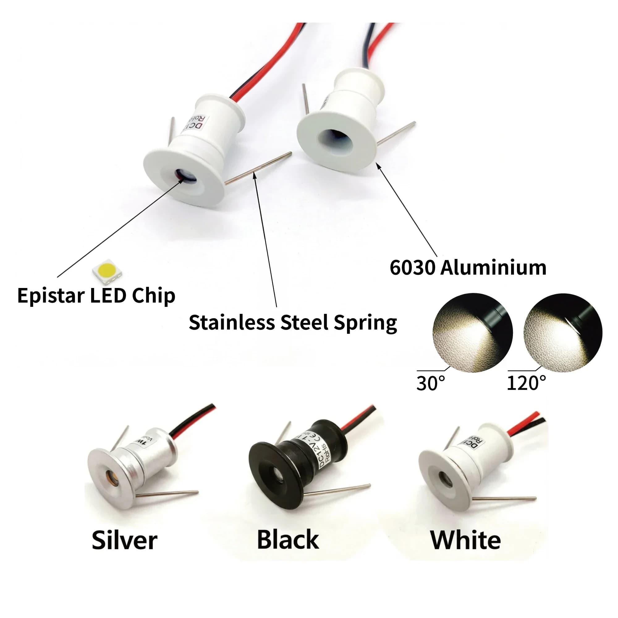 Mini projecteur LED 1W IP65, 9/18 pièces, avec driver 12V, éclairage d'ambiance dimmable pour plafon