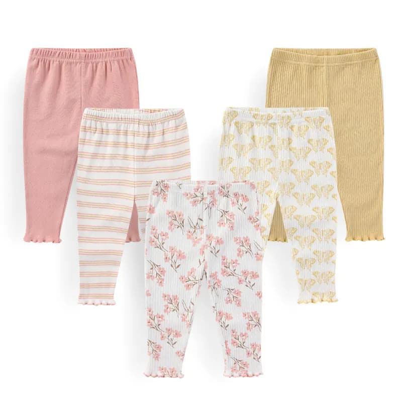 Kiddiezoom – pantalons en coton doux pour bébés garçons et filles, 5 pièces/lot, à la mode, mignons,