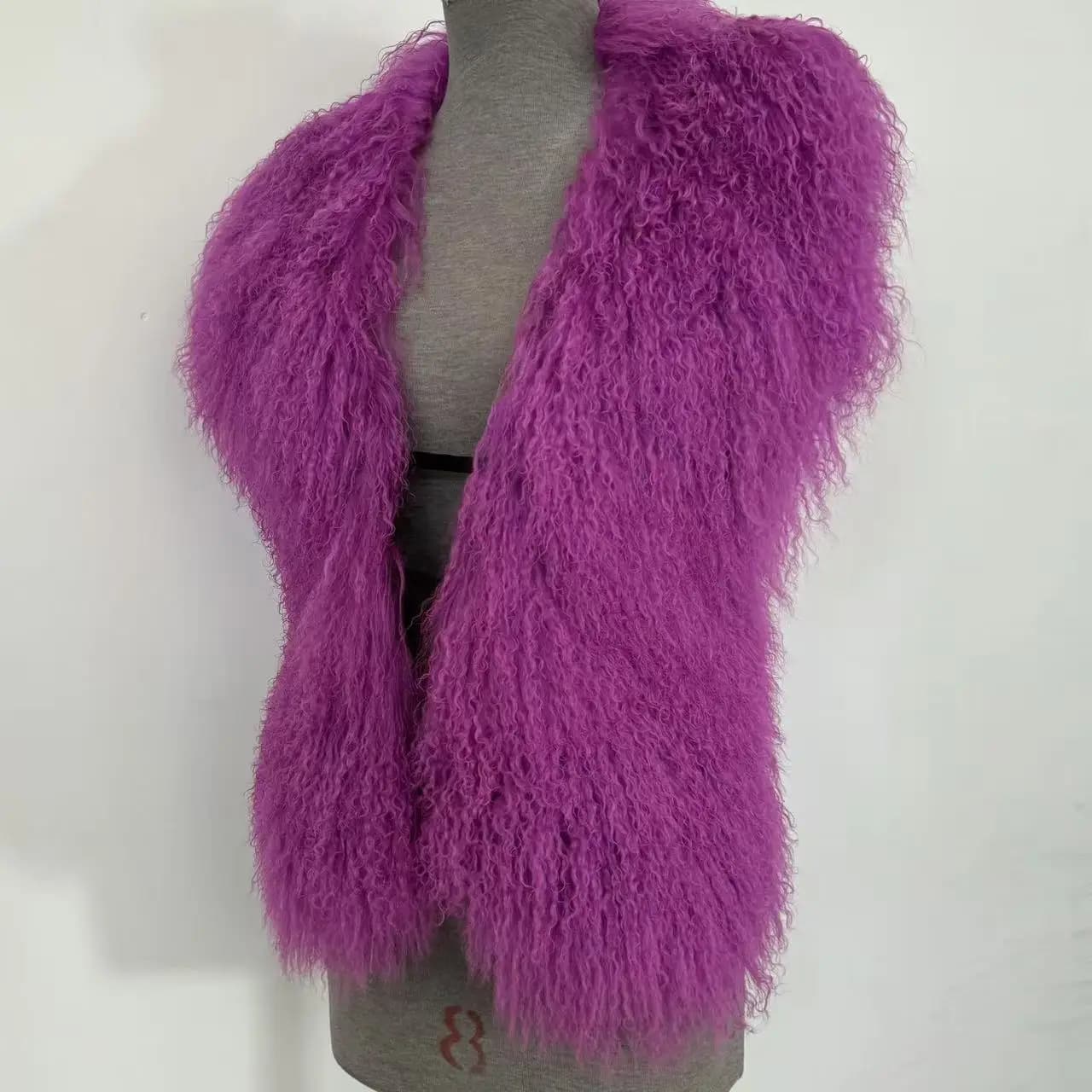 Gilets à col en V profond pour femmes, veste dos nu, haut moelleux, manteau à licou en fourrure mong