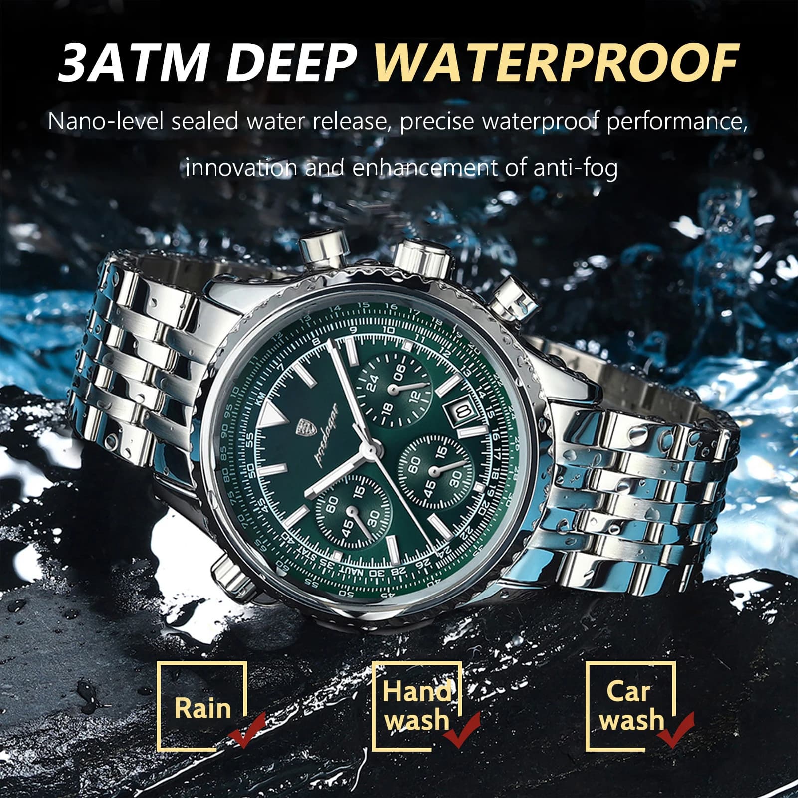 POEDAGAR montres de luxe pour hommes Date chronographe en acier inoxydable homme montre étanche lumi