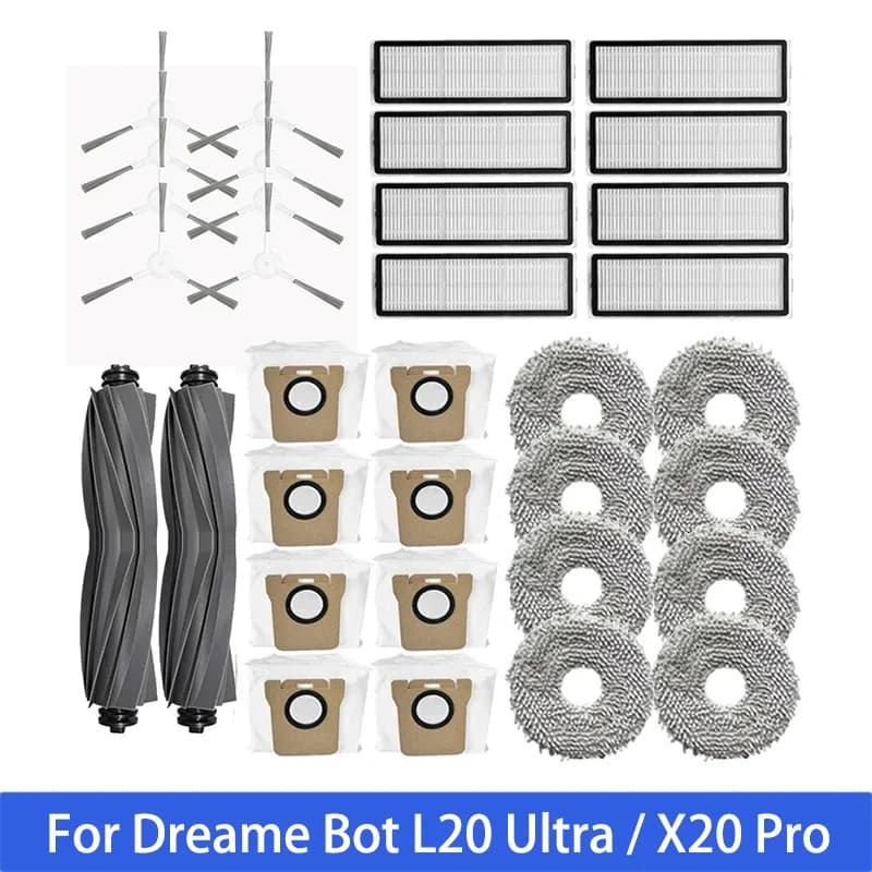 Pièces de rechange compatibles avec Dreame Bot L20 Ultra / X20 Pro / L30 Ultra, accessoires, brosse 