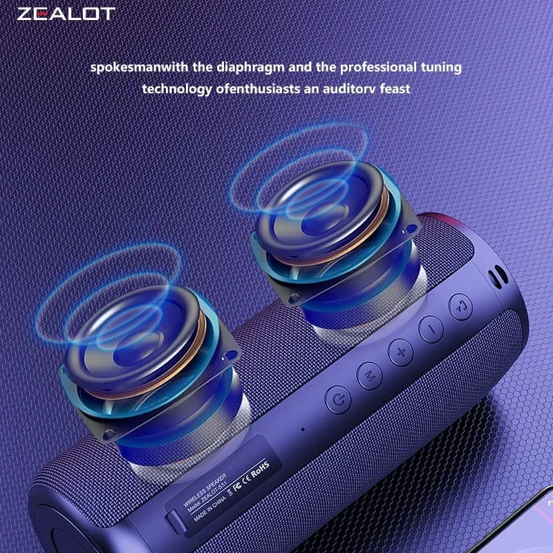 Zealot-haut-parleurs sans fil S51, haut-parleur caisson de basses Portable extérieur, étanche IPX 5,