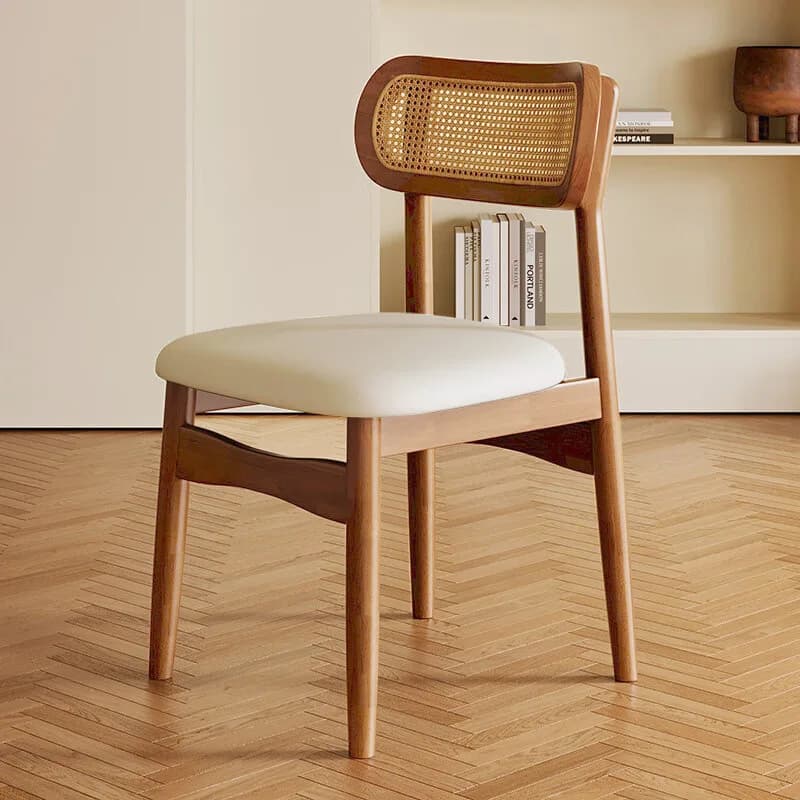 Chaise de salle à manger chinoise antique en bois massif et rotin, chaise de restaurant avec dossier