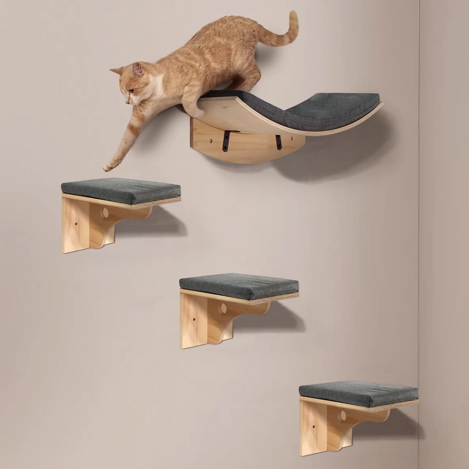 Lit étagère murale pour chat avec coussin doux, perchoir pour chat, meubles d'intérieur pour chatons