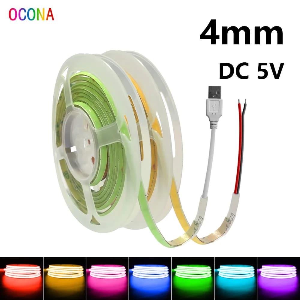 OCONA DC 5 V couleur USB COB LED bande lumières pour ordinateur PC décor armoire 480 LED s rouge bla