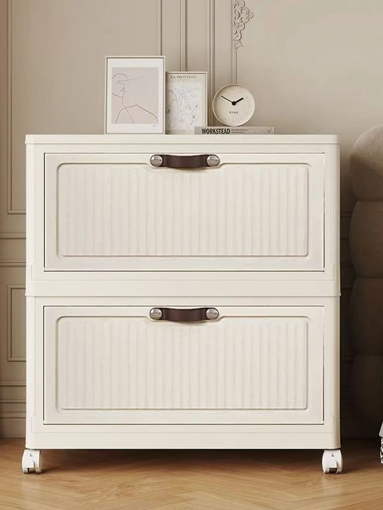 Étagère de rangement pliable multi-niveaux avec couvercle rabattable, organisateur de collations pou