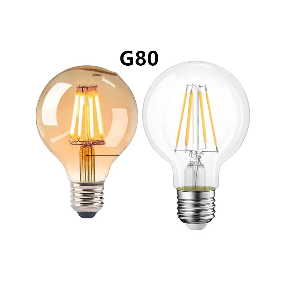 Ampoule à Filament G80 LED E27 220V 4W 6W 8W 10W 12W 2700, ampoule Edison claire, marron clair ambre