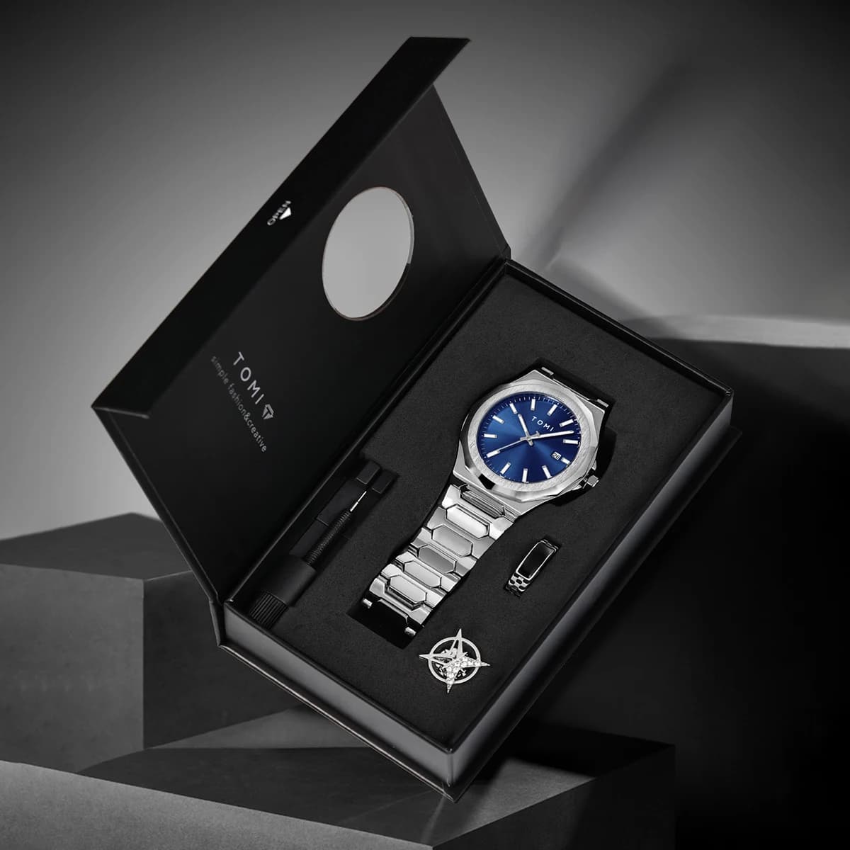 TOMI montre pour hommes d'affaires de luxe coffret cadeau boîtier en or Rose de haute qualité montre