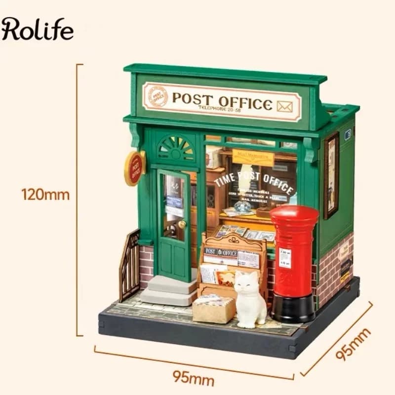 Kit de maison miniature DIY Rolife : Jardin de thé élégant, Librairie Musée, Bureau de poste du sièc